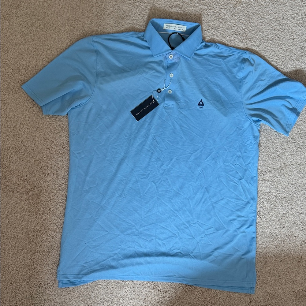 Classic Blue Golf Polo Shirt by Holderness and Bourne